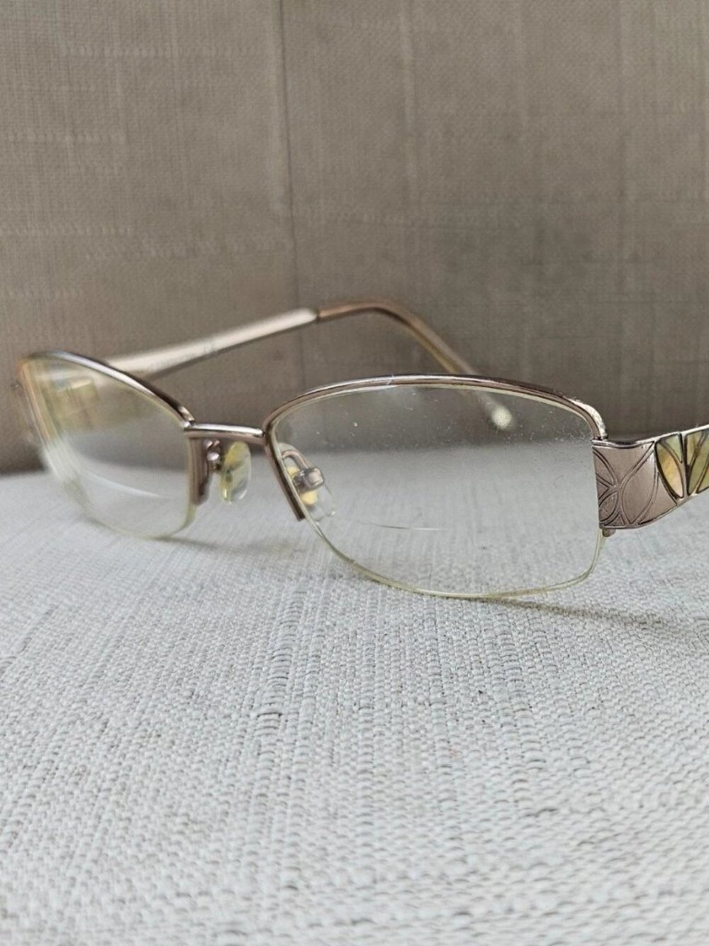 Vintage Liz Claiborne Women Eyeglasses Frame Gold Tone Half Rim Metal Glasses